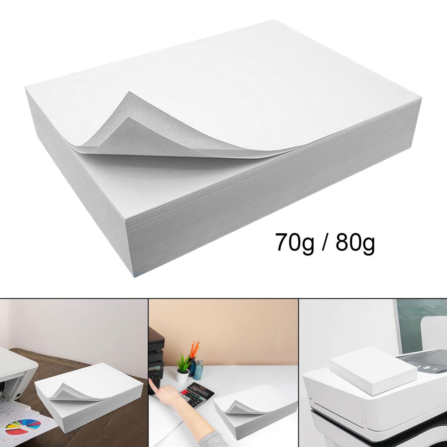A4 Copying Paper 8.3" x 11.7" Smooth 500 Count for Home Office Reports Memos 70g