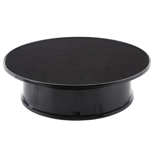 20cm 360 Degree Electric Rotating Turntable Display Stand Photography Video Shooting Props Turntable, Max Load 1.5kg, Powered by Battery & USB (Black)