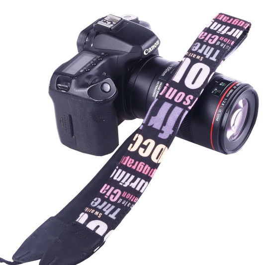 LYNCA LH-01 British Style Series Pink English Words Universal Genuine Leather Shoulder Neck Strap Camera Strap for Nikon / Canon / Sony / Panasonic / SLR DSLR ILDC (Style3)