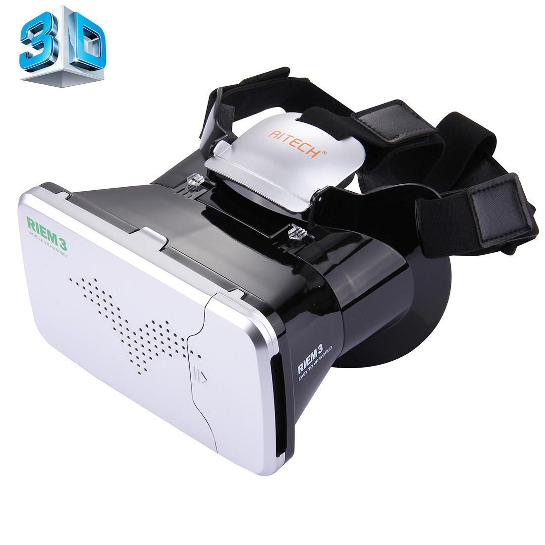 RITECH RIEM3 3D VR Virtual Reality Headset Mobile 360 Degrees Video Private Cinema Glasses Helmet with AR Augment Reality Window for 3.5-6 inch Smartphones