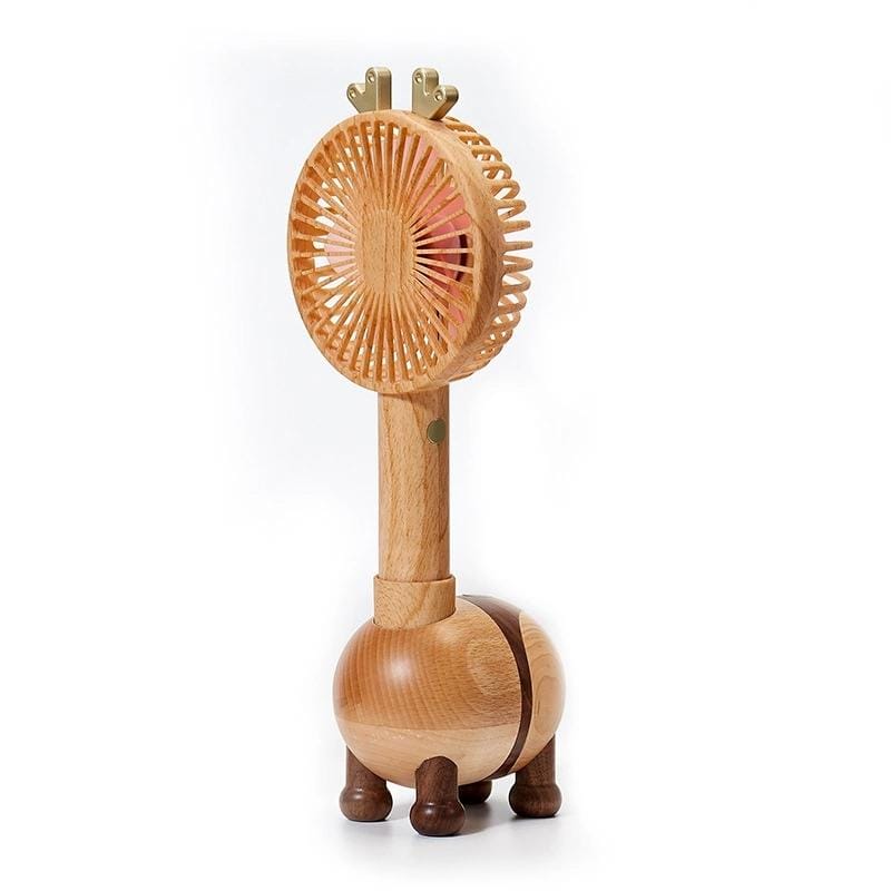 Wood Cartoon Deer Shape USB Rechargeable Portable Handheld Mini Electric Fan, Style:MF2