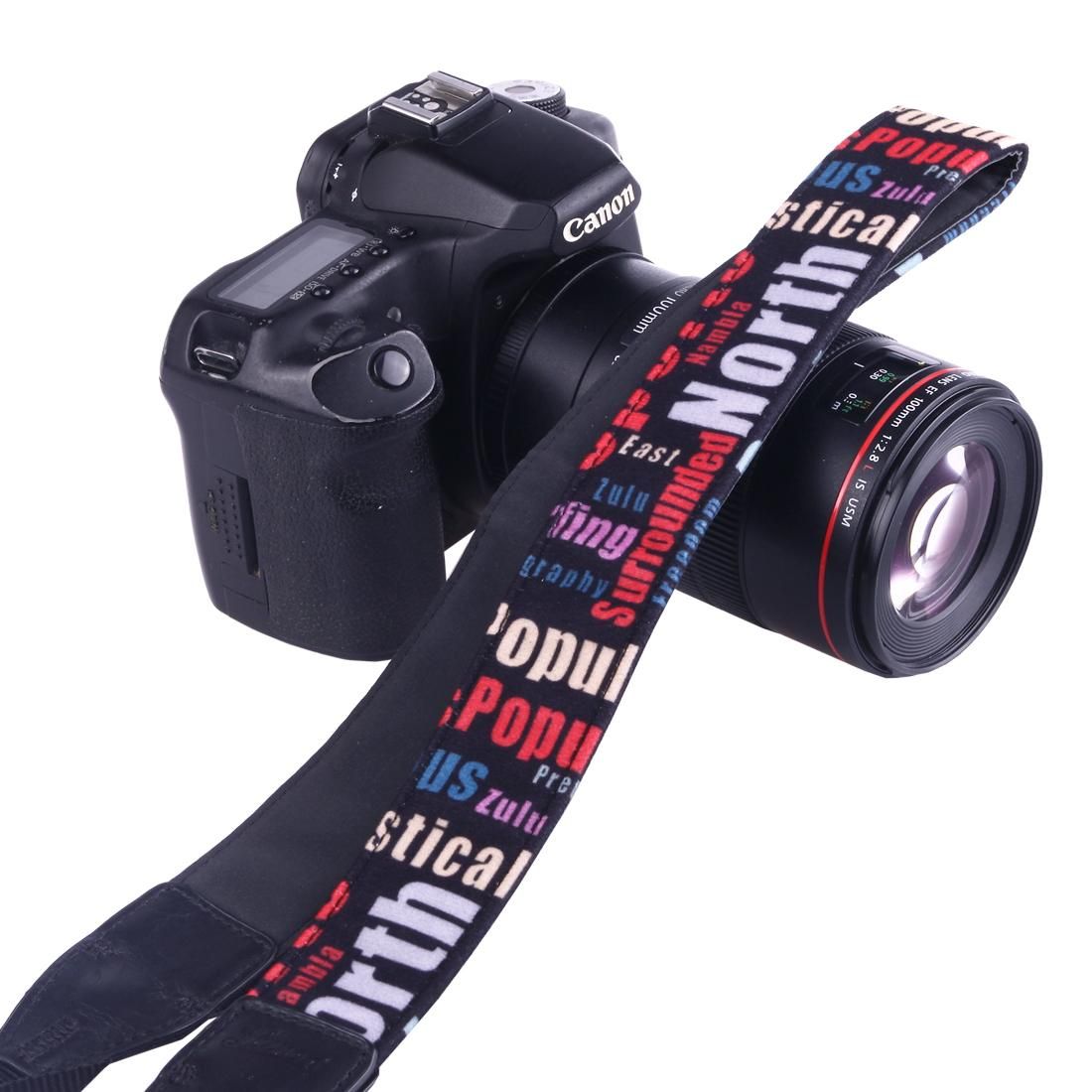 LYNCA LH-02 British Style Series Red Blue English Words Universal Genuine Leather Shoulder Neck Strap Camera Strap for Nikon / Canon / Sony / Panasonic / SLR DSLR ILDC (Style2)