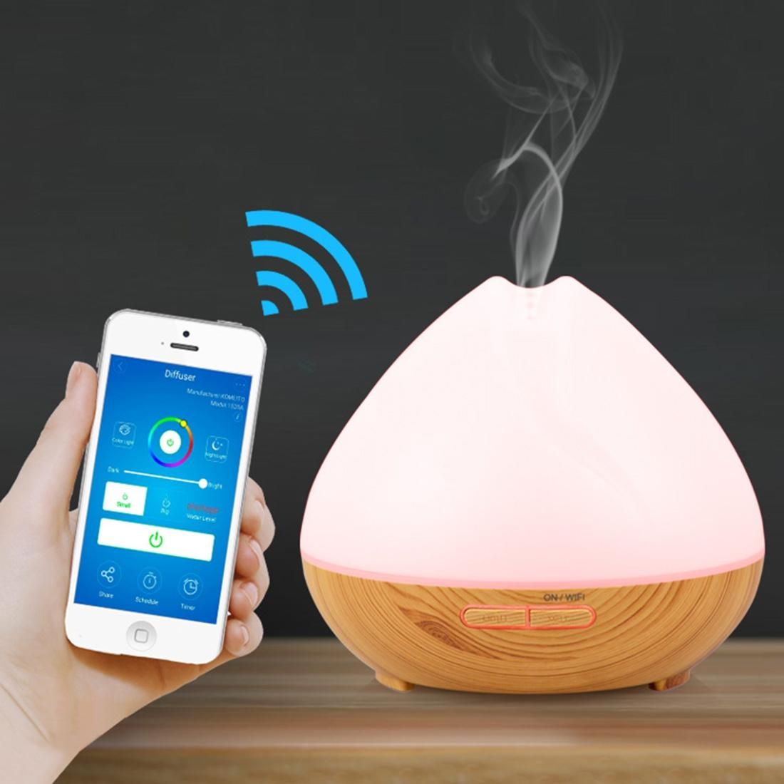 DT-1641YN 400ml Smart Wi-Fi Ultrasonic Aroma Diffuser Cool Mist Humidifier APP Remote Control Voice Control with Colorful LED Light and Auto Shut-off