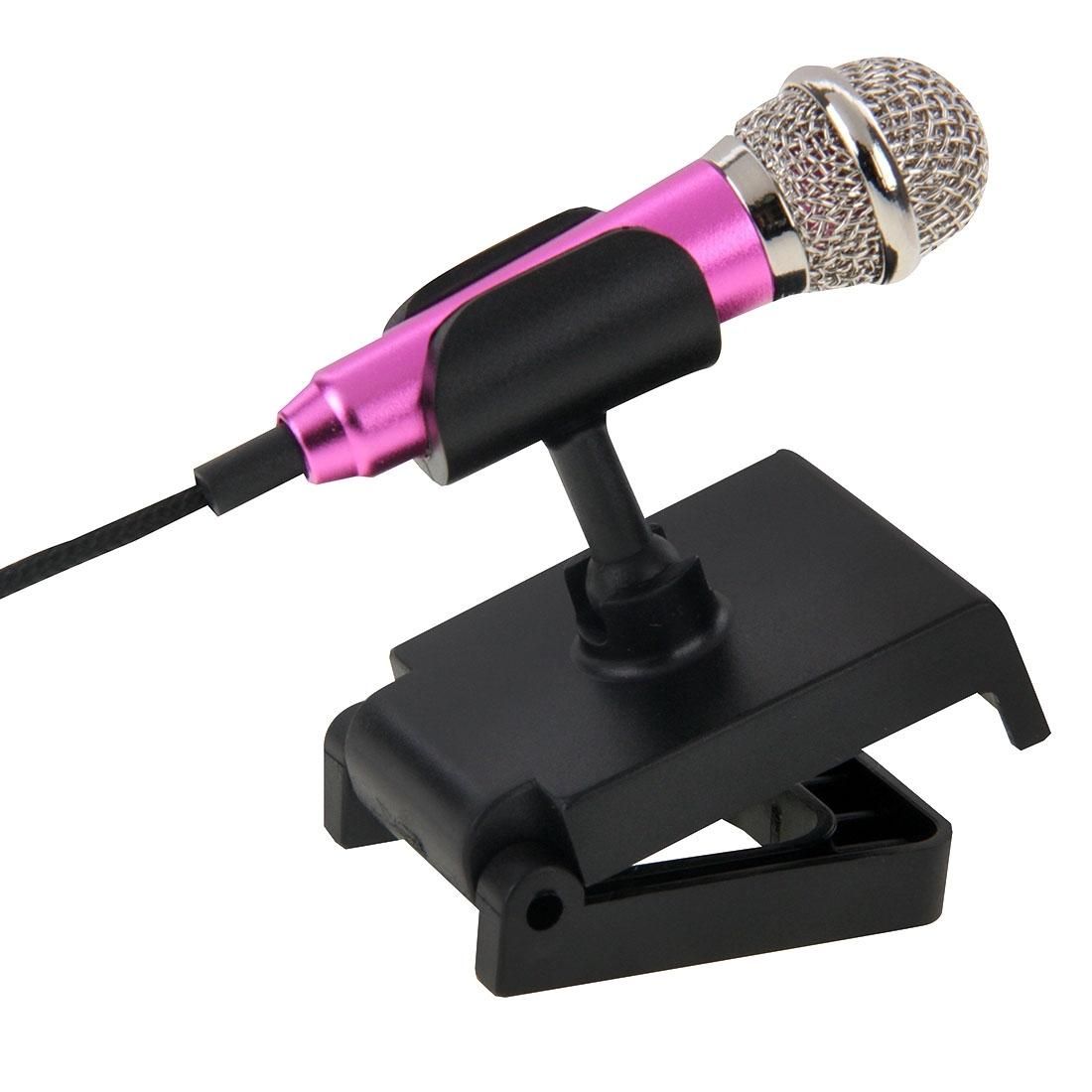 Stylish Mini Mobile Sing Condenser Microphone with 3.5mm Audio Interface & Base & Holder, Audio Cable Length: 1.5m (Purple)