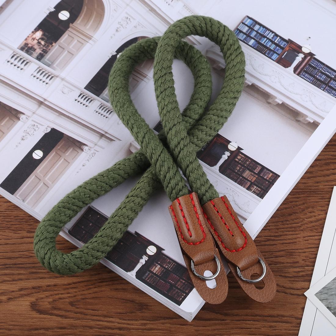 Vintage Cotton Soft Shoulder Neck Strap for Leica, Nikon, Fuji, Canon, Panasonic, Sony etc. Mini Cameras (Army Green)