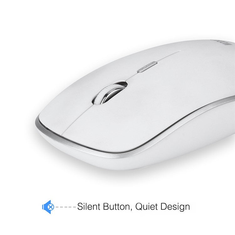 Compact Full-size Mute 2.4G Wireless Keyboard Mouse Combo Set - White