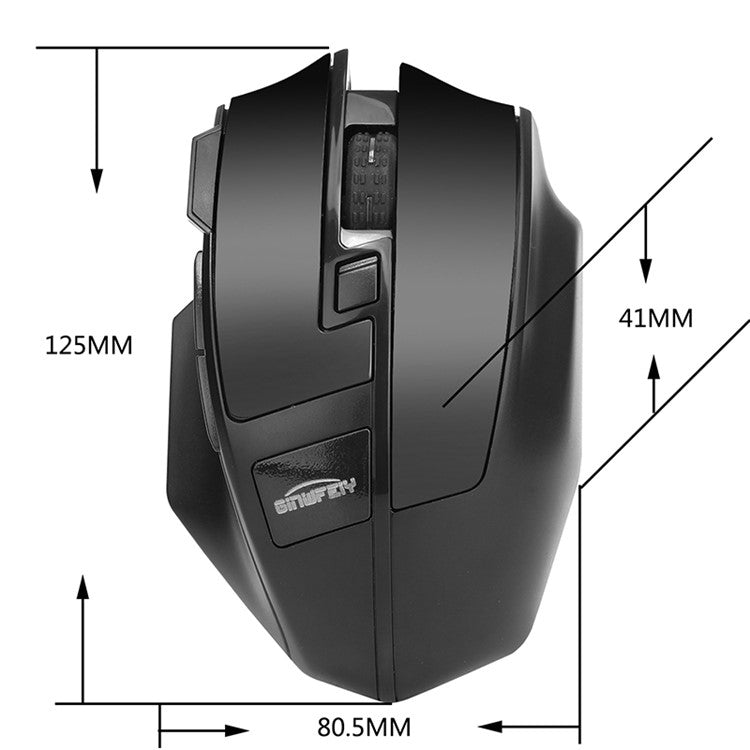 GINWFEIY W2 Rechargeable 2.4G Wireless Gaming Mouse 1600DPI 6 Keys Computer Laptop Tablet Ergonomic Mice - Black