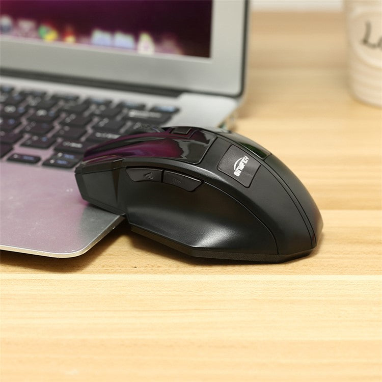 GINWFEIY W2 Rechargeable 2.4G Wireless Gaming Mouse 1600DPI 6 Keys Computer Laptop Tablet Ergonomic Mice - Black