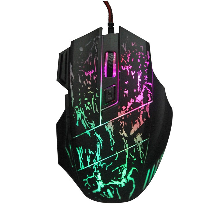 HXSJ Stream Crack Pattern Optical USB Wired Woven Nylon Line Pro Gaming Mouse
