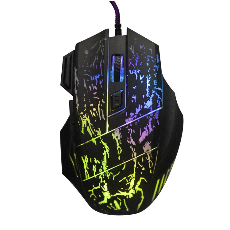 HXSJ Stream Crack Pattern Optical USB Wired Woven Nylon Line Pro Gaming Mouse