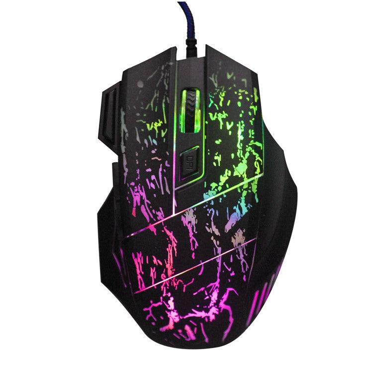 HXSJ Stream Crack Pattern Optical USB Wired Woven Nylon Line Pro Gaming Mouse