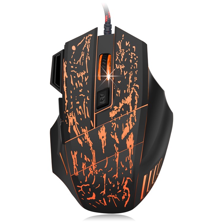 HXSJ Stream Crack Pattern Optical USB Wired Woven Nylon Line Pro Gaming Mouse