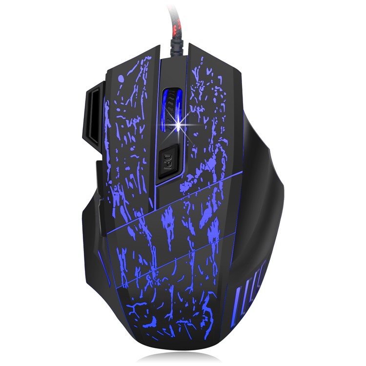 HXSJ Stream Crack Pattern Optical USB Wired Woven Nylon Line Pro Gaming Mouse