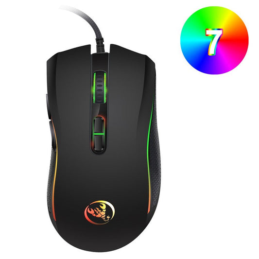 HXSJ A869 Seven Lightning Colors Game Four Gears Adjustment Electronic Sports Mouse
