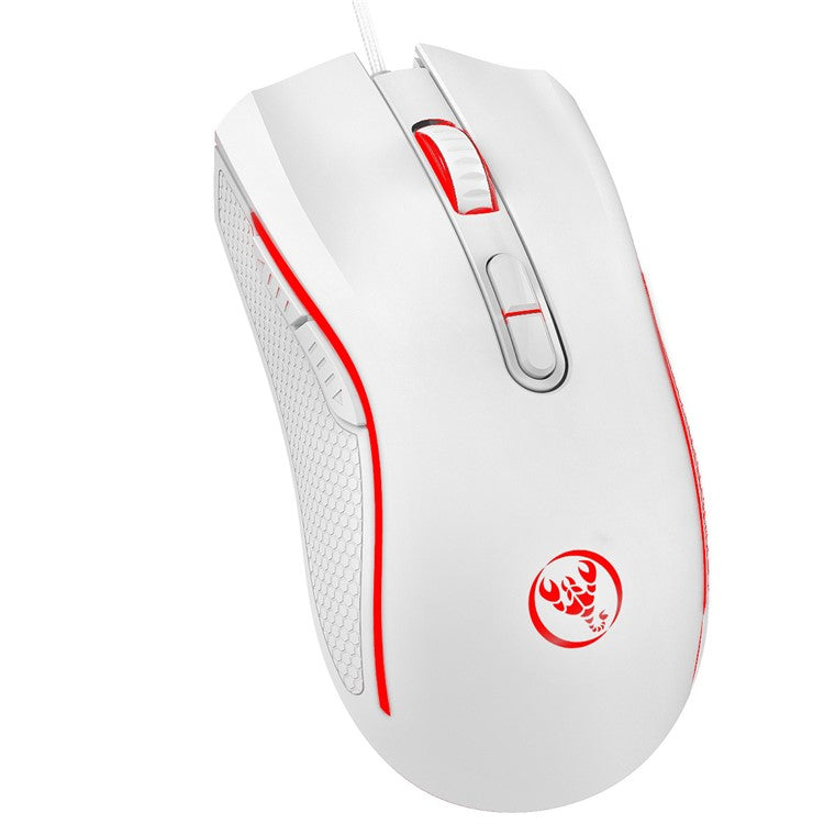HXSJ A869 USB Wired Gaming Mouse 3200DPI Colorful Light Computer Laptop Mice - White