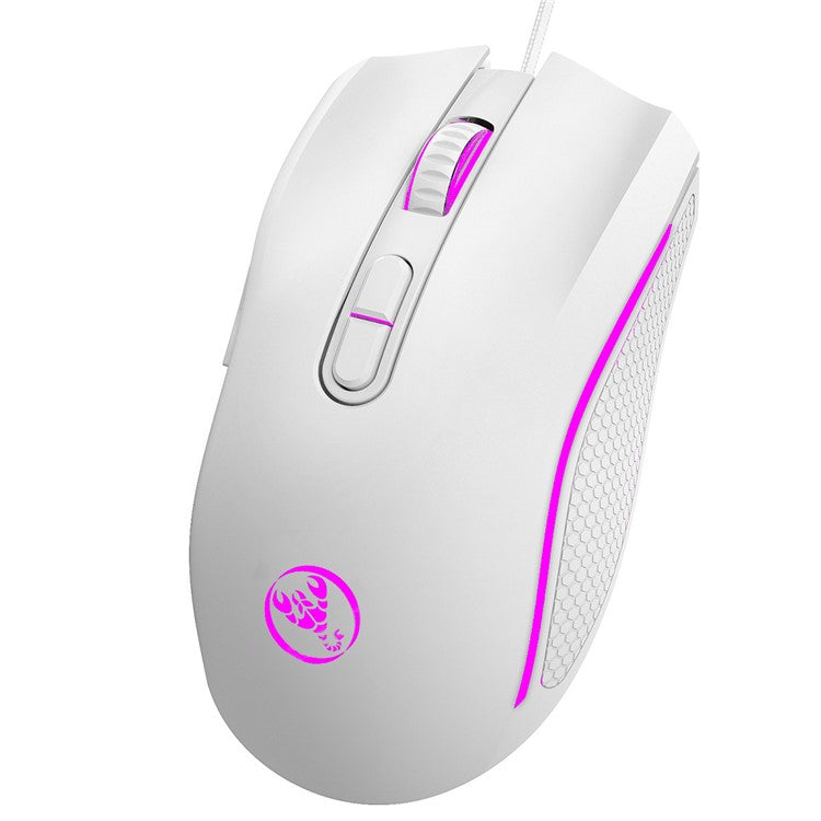 HXSJ A869 USB Wired Gaming Mouse 3200DPI Colorful Light Computer Laptop Mice - White