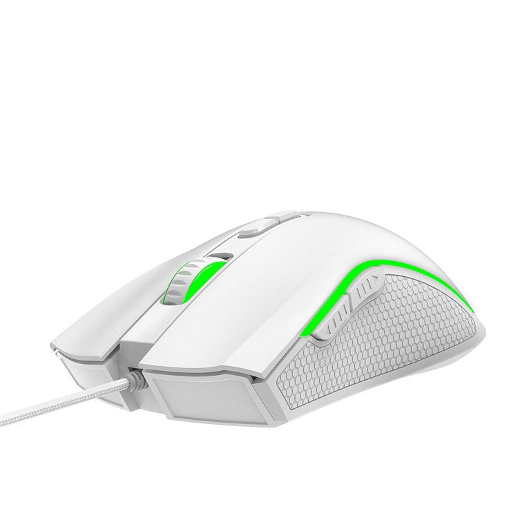 HXSJ A869 USB Wired Gaming Mouse 3200DPI Colorful Light Computer Laptop Mice - White