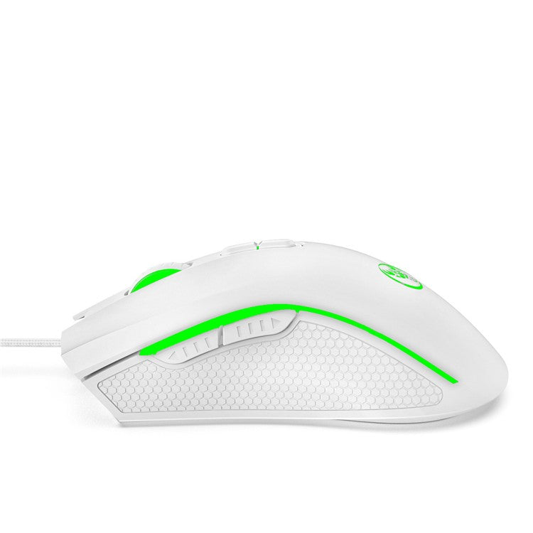 HXSJ A869 USB Wired Gaming Mouse 3200DPI Colorful Light Computer Laptop Mice - White