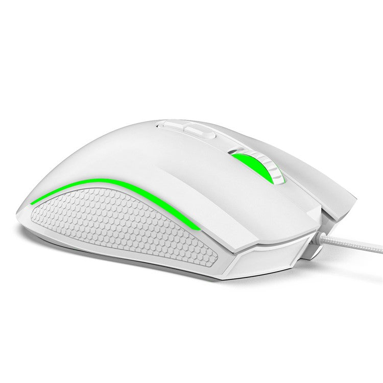 HXSJ A869 USB Wired Gaming Mouse 3200DPI Colorful Light Computer Laptop Mice - White
