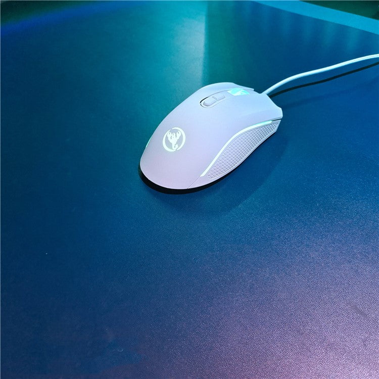 HXSJ A869 USB Wired Gaming Mouse 3200DPI Colorful Light Computer Laptop Mice - White