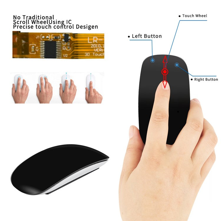 Bluetooth Wireless Mouse Silent Computer Mouse Slim Ergonomic PC Mice for Windows XP VISTA 7/8/10 - Black