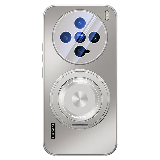 For vivo X200 Pro mini 5G Magnetic Case Kickstand TPU PC Heat Dissipation Phone Cover - Grey