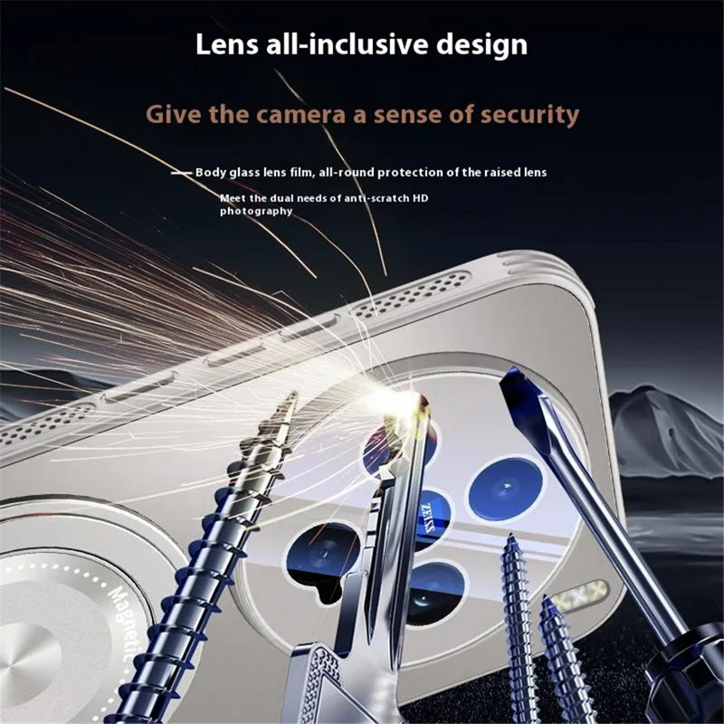 For vivo X200 Pro mini 5G Magnetic Case Kickstand TPU PC Heat Dissipation Phone Cover - Grey