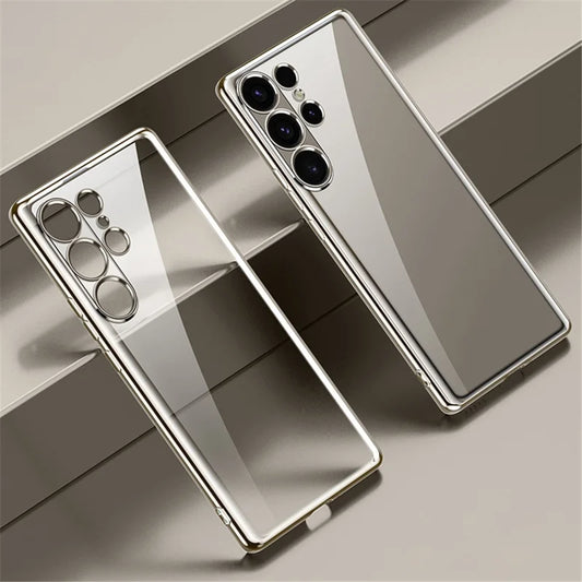 SULADA For Samsung Galaxy S25 Ultra Case Ultra Thin Electroplated TPU Clear Phone Cover - Silver