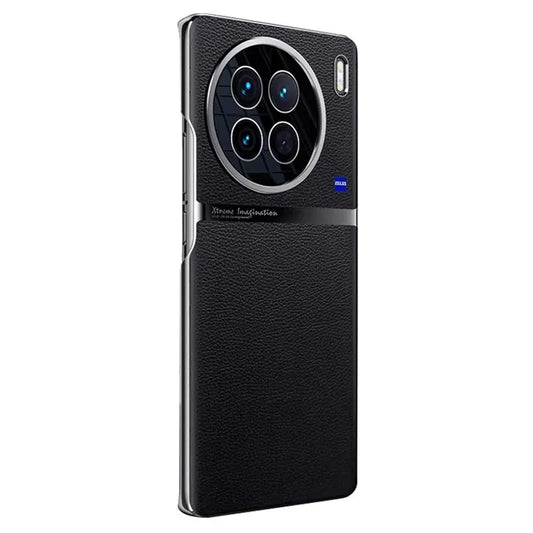 Uniqkart Shockproof Case for vivo X90 5G Anti-Fall Phone Case PC PU Leather Phone Shell (Black)
