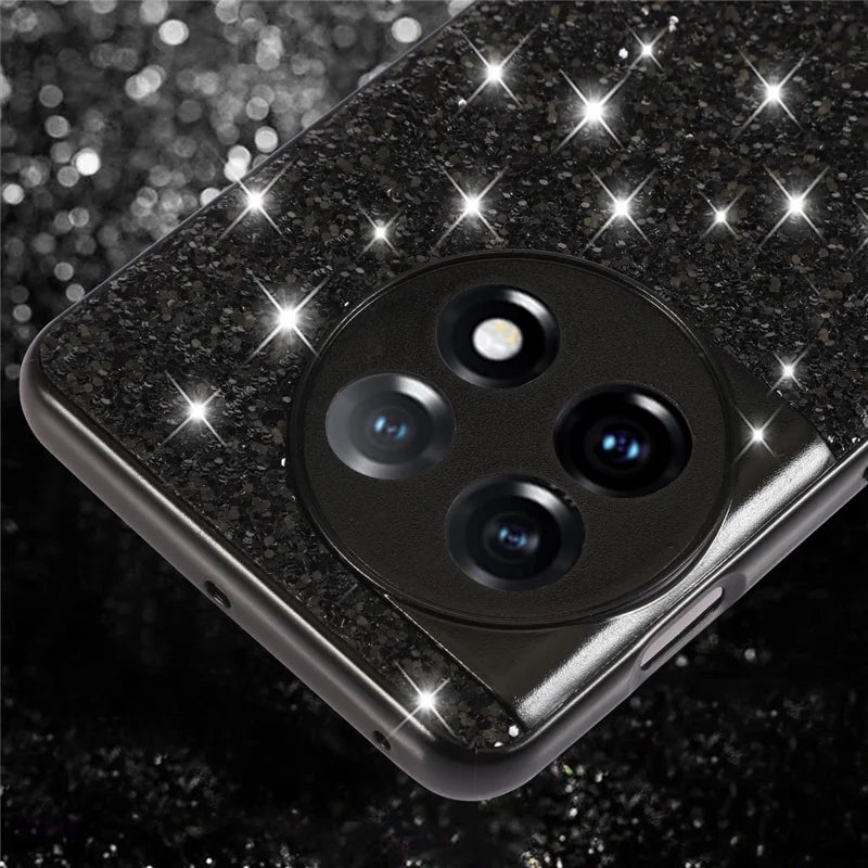Protective Cover for OnePlus 11 5G Shiny Glitter Sequins Electroplating TPU Frame Hard PC Phone Case - Silver