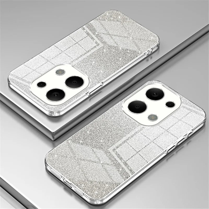 For Xiaomi Redmi Note 13 Pro 4G / Poco M6 Pro 4G Electroplating Shell Gradient Glitter Slim-Fit TPU Cell Phone Cases - Transparent