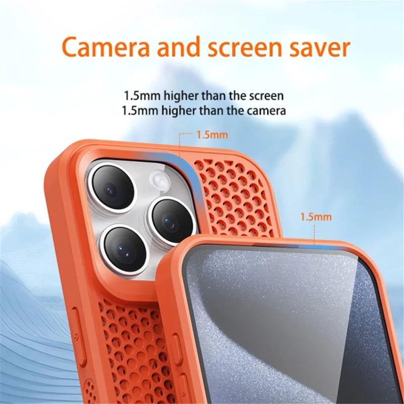 For iPhone 13 Pro Case PC+TPU Heat Dissipation Hollow Cover Phone Accessories Distributors - Black