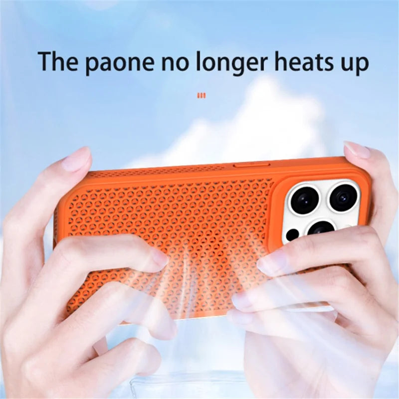 For iPhone 13 Pro Case PC+TPU Heat Dissipation Hollow Cover Phone Accessories Distributors - Black