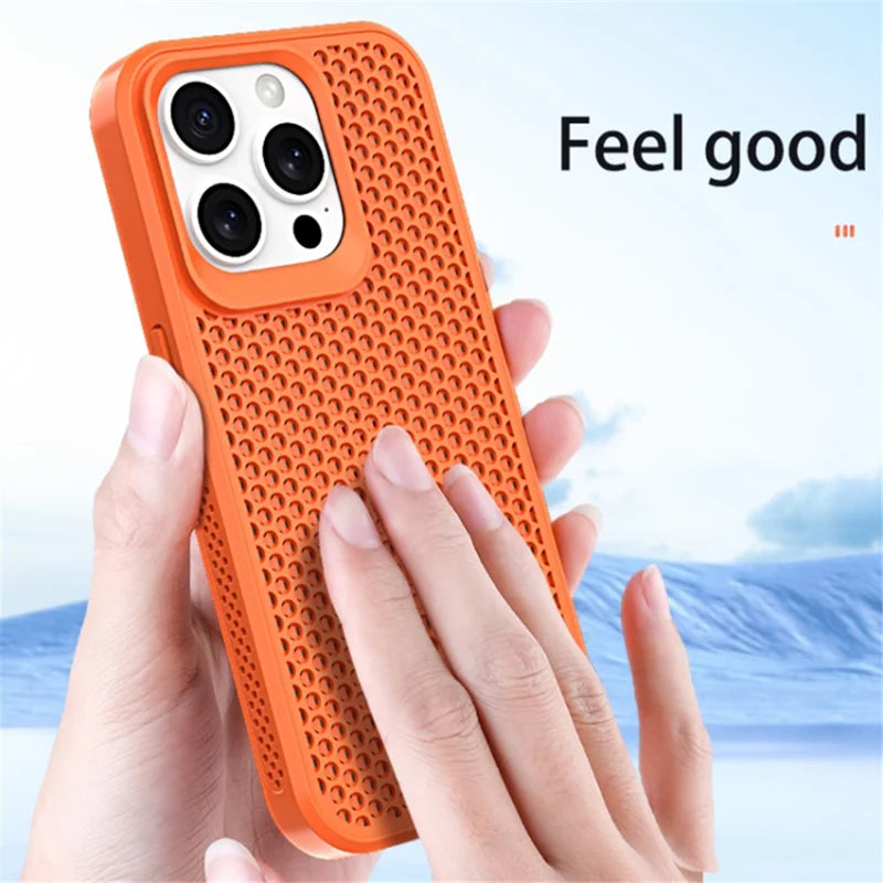 For iPhone 13 Pro Case PC+TPU Heat Dissipation Hollow Cover Phone Accessories Distributors - Black