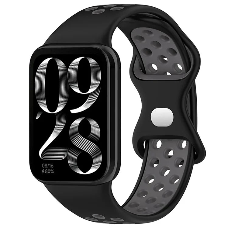 KALEBOL KLB-SSGJ-002 For Xiaomi Smart Band 8 Pro / Redmi Watch 4 Silicone Strap Dual Color - Black+Grey