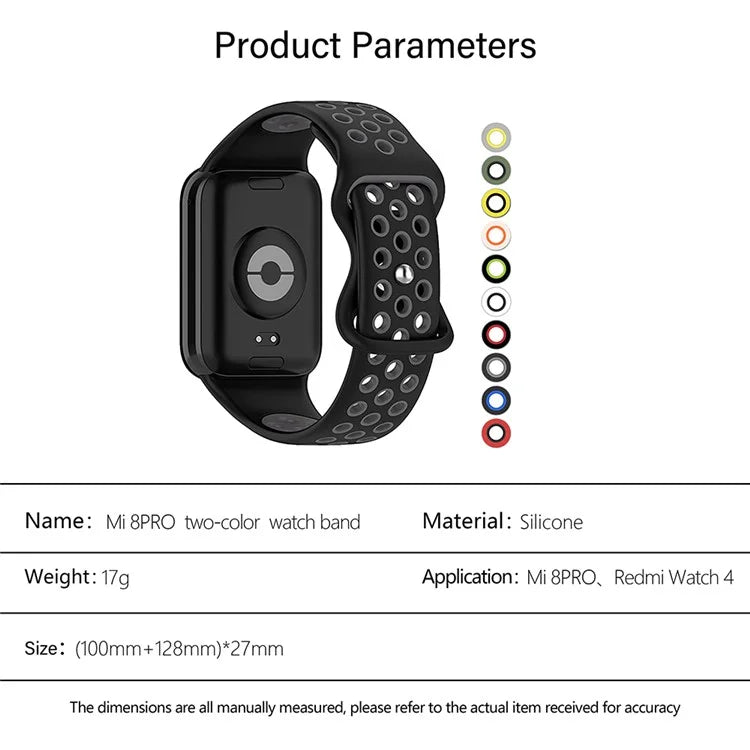 KALEBOL KLB-SSGJ-002 For Xiaomi Smart Band 8 Pro / Redmi Watch 4 Silicone Strap Dual Color - Black+Grey