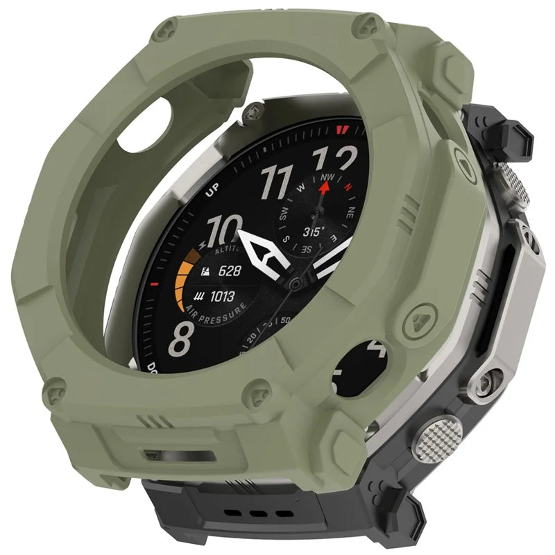 For Huami Amazfit T-Rex Ultra 2 Armor Watch Cover Hollow TPU Watch Frame Case - Green