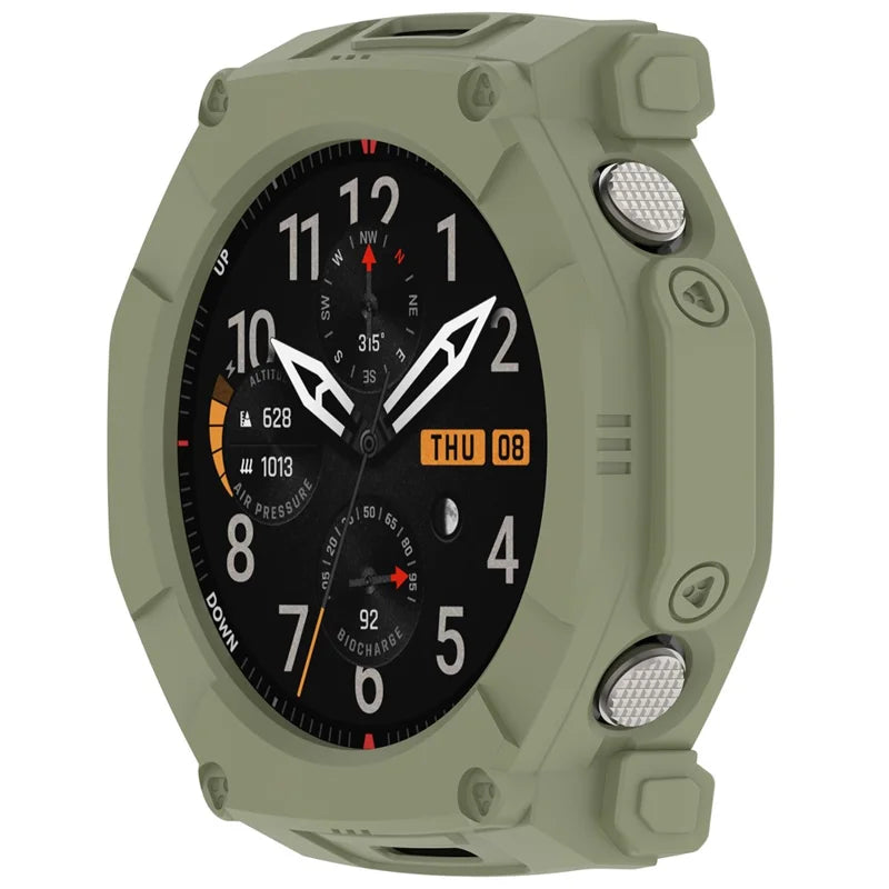 For Huami Amazfit T-Rex Ultra 2 Armor Watch Cover Hollow TPU Watch Frame Case - Green