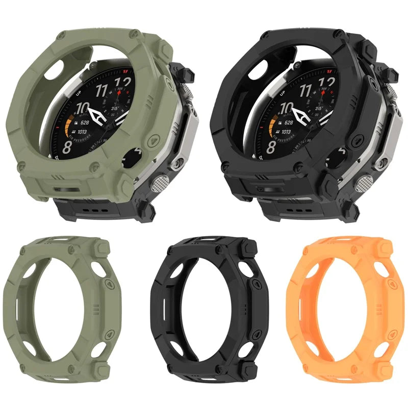 For Huami Amazfit T-Rex Ultra 2 Armor Watch Cover Hollow TPU Watch Frame Case - Green