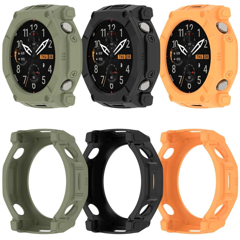 For Huami Amazfit T-Rex Ultra 2 Armor Watch Cover Hollow TPU Watch Frame Case - Green