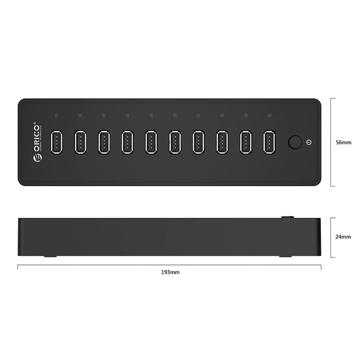 ORICO P10-U2 480Mbps High Speed Ten Ports USB2.0 Hub Adapter - EU Plug