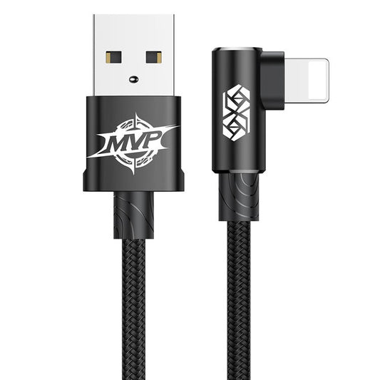 BASEUS MVP Elbow 2A Fast Charging Right Angle 90-Degree iP Data Cable - Black