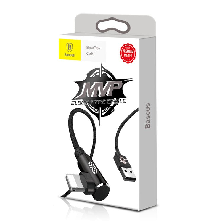 BASEUS MVP Elbow 2A Fast Charging Right Angle 90-Degree iP Data Cable - Black