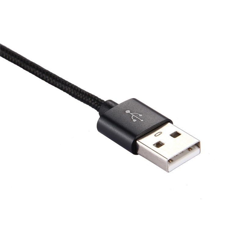 For iPhone 15 Series 2m Woven Texture Type-C USB Reversible Phone Cable for Samsung Note 8 / S8 / S8 Plus etc. - Black