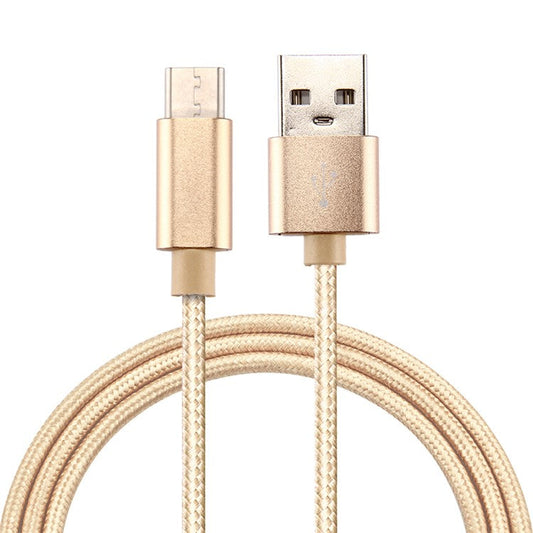 For iPhone 15 Series 1m Woven Texture Type-C USB Reversible Charging Cable for Samsung Note 8 / S8 / S8 Plus etc. - Gold Color