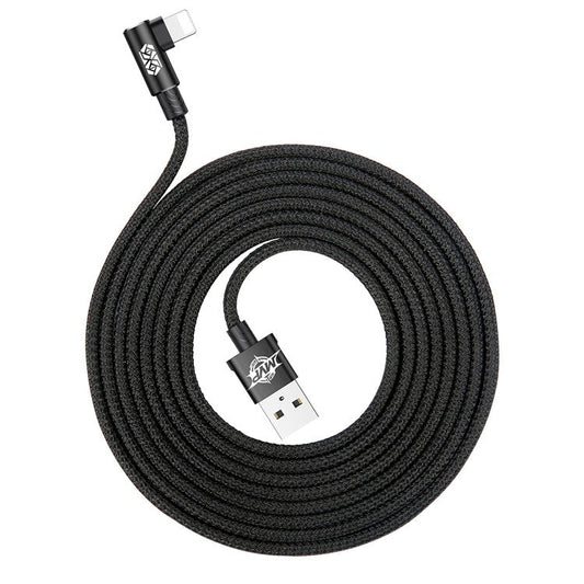 BASEUS MVP Elbow USB Data Sync Cable Right Angle 90-Degree USB to iP Charging Cord 2m 1.5A - Black