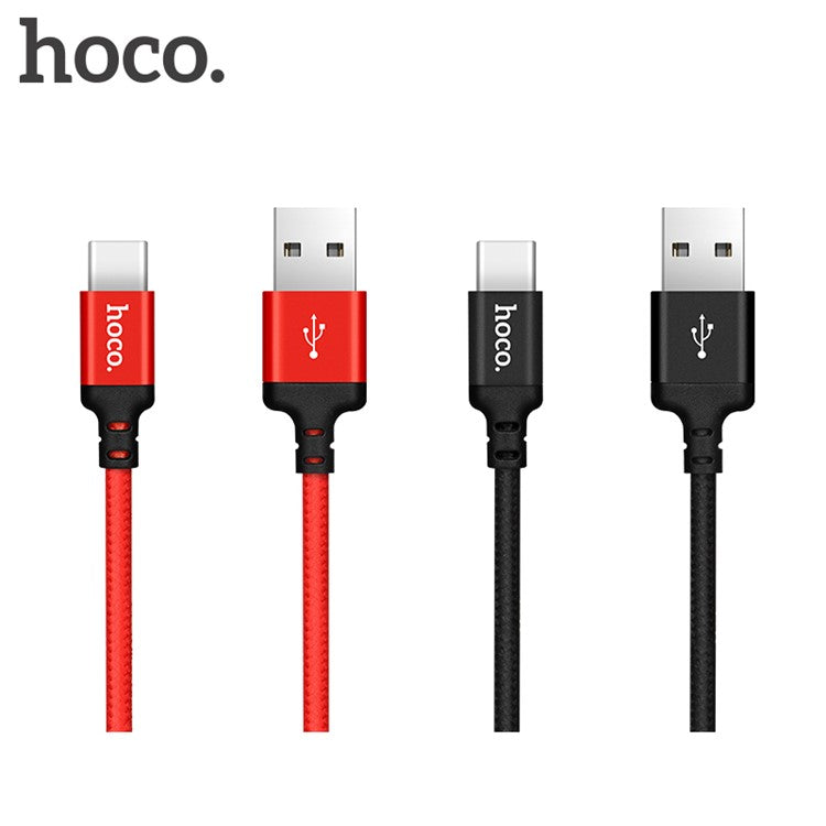 HOCO X14 Times Speed 1M 2A Woven USB Type-C Data Sync Charge Cable - Black