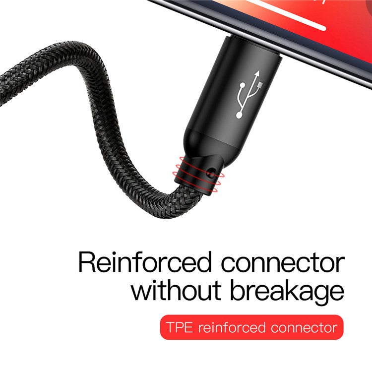 BASEUS iP + Micro USB + Type-C 3-in-1 3.5A Charging Data Cable USB Cable(1.2M) for iPhone / Huawei / LG
