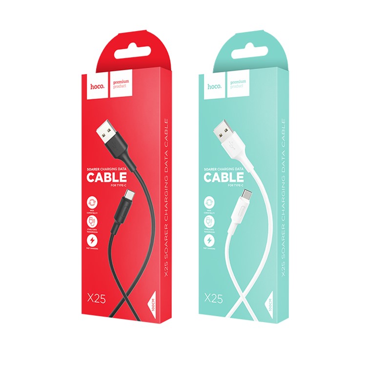 HOCO X25 1M Soarer Type-C Data Transfer Charging Cable - White