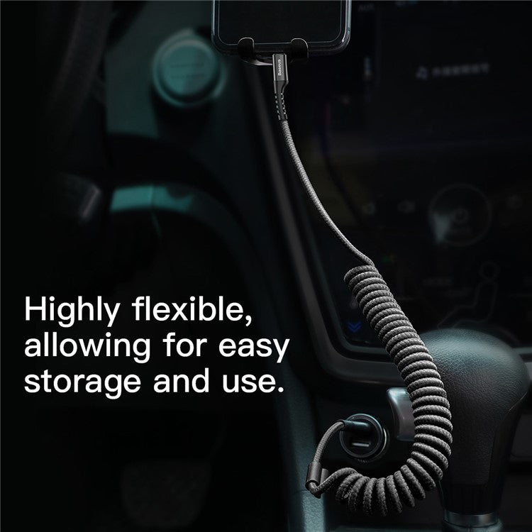 BASEUS 1m Eye Fish Spring 2A Charging Cord iP Data Cable for iPhone - Black